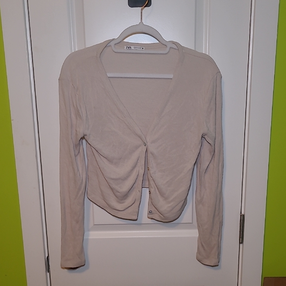 Zara Cream Cropped Cardigan
